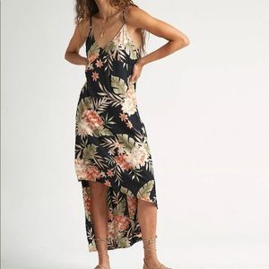 Billabong Floral High Low Dress - Black and Pink